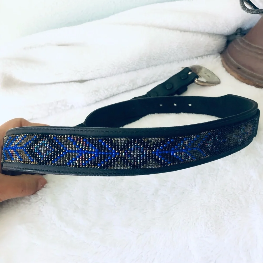 Justin Boots > Black Leather Aztec Beaded Western Belt > 30 - Picture 5 of 12